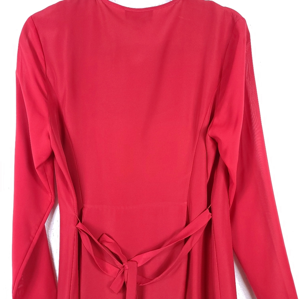 TED BAKER Red Scallop Ruffle Belted Mini Dress - Picture 6 of 9
